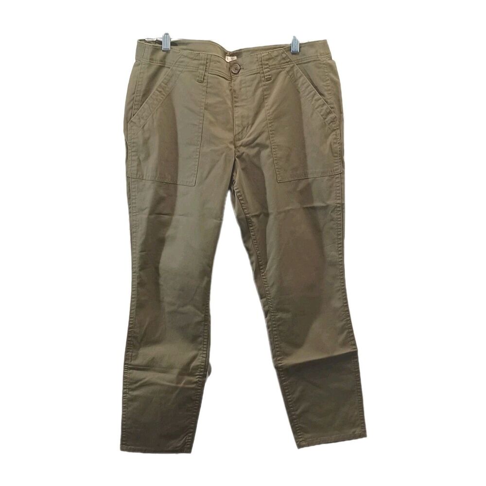 j crew Women's Green High-rise Straight Leg Stretch Chino Pants Size 14